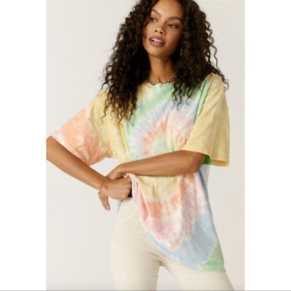 Daydreamer tie dye weekend tee top in faded neon Loungewear size small - Picture 1 of 7